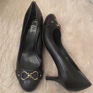 Cole Haan 8M Black Leather Pumps | Gold Horsebit, Work Shoes Heels, Old Money